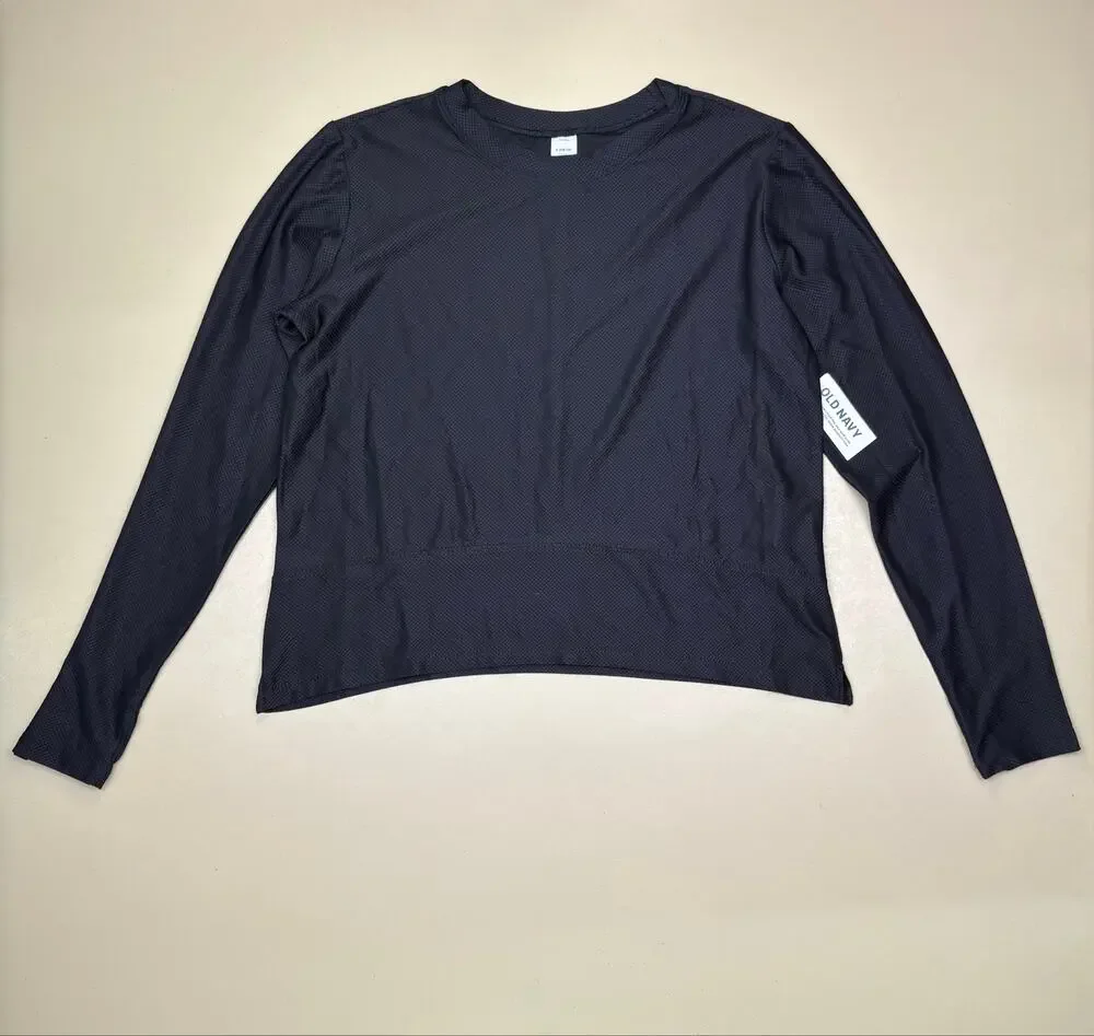 Old Navy Go-Dry Long Sleeve Performance Shirt Youth Large 10-12 Gray NWT